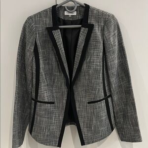 NWOT Calvin Klein Women’s Tweed Open Front Chic Black and Gray Blazer Size 6